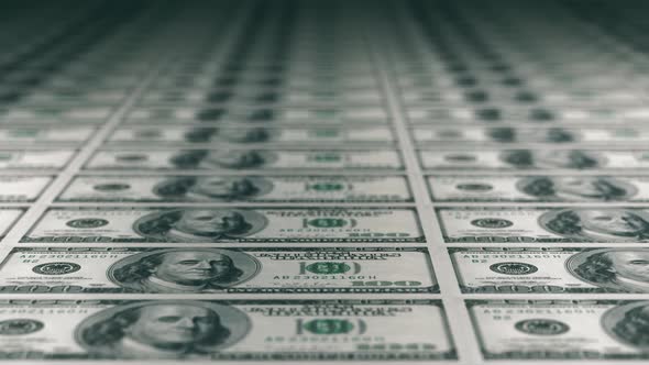 Video of Printing a New 100 Dollar Bills on the Printing Press. Printing Money. One Hundred Dollar alt