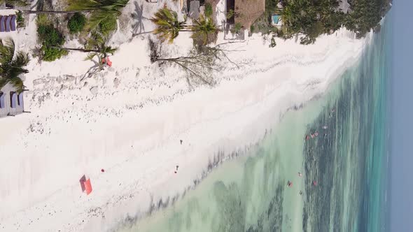 Vertical Video of the Coast of Zanzibar Island Tanzania Slow Motion alt