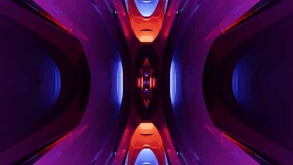 A 3D Illustration of Colorful Geometric Pattern in  FHD 60 FPS Dark Tunnel