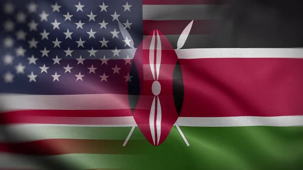 USA Kenya Flag Loop Background 4K