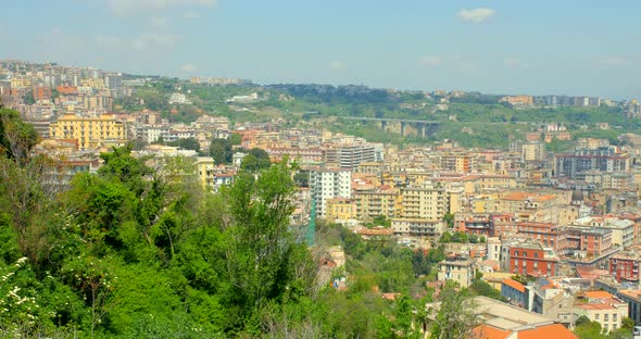 Overlooking the city of Naples from the Certosa di San Martino on beautiful sunny day in Naples, Ita alt