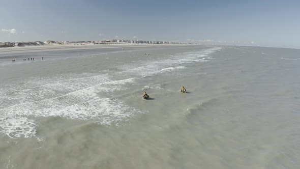 Aerial view of persons riding a horse, Vlaanderen, Belgium. alt