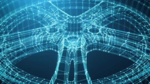 Abstract Neon Wireframe Rim Rotation