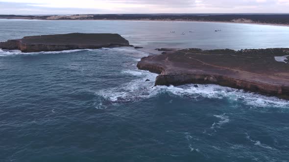The coast line in South Australia during winter alt