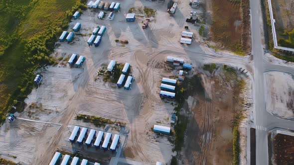 Mobile Home Town of Oil Workers. Flying Drone. alt