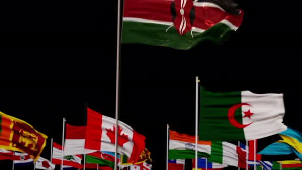 Kenya Flag With World Flags In Alpha Channel