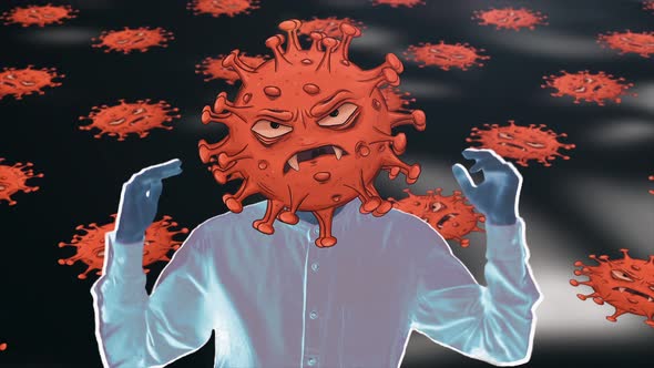 Cute Dancing Angry Evil Bad Flu Coronavirus Covid 19 Virus Micro ...