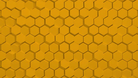 Abstract yellow hexagonal background. A large number of green hexagons alt