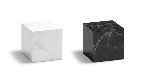 Blank marble black and white cube, looped rotation alt