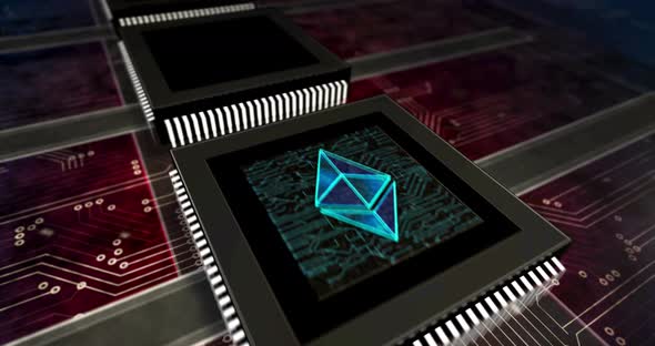 Ethereum cryptocurrency symbol in processor factory loopable alt