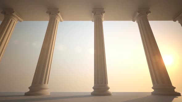 Infinite walk with a side view of white classical Greek columns. Loopable. HD alt