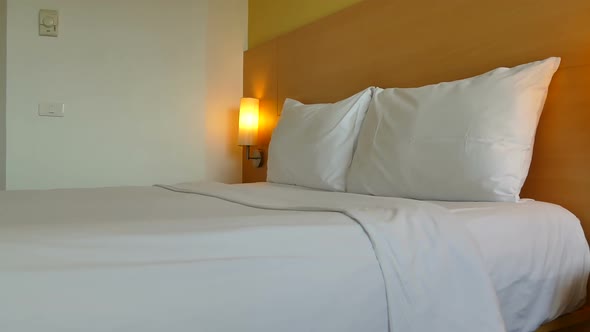 Pillow on bed decoration interior of bedroom alt