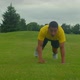Sporty Fit African American Man Practicing Lateral Bear Crawl Exercise Outdoors - VideoHive Item for Sale