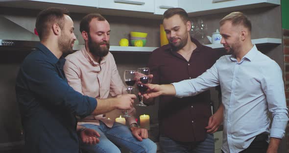 Good Looking Young Guys at Home Party Spending a alt