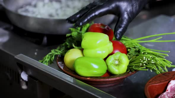 Woman Taking Vegetable in Kitchen