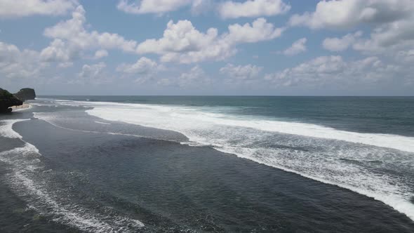 Aerial view of Gunung Kidul Tropical Beach in Indonesia alt