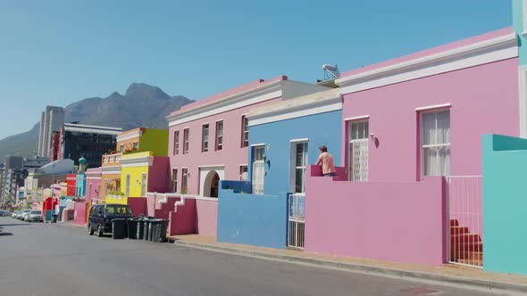 View of Colorful Houses in the Muslim Area BoKaap in Cape Town South Africa alt