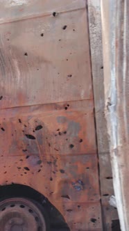 Vertical Video of Burned Cars During the War in Irpin Ukraine alt