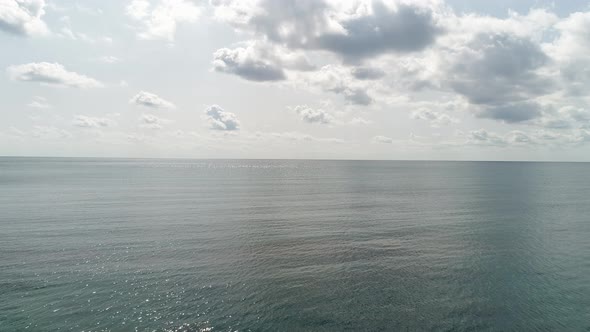 Open Ocean or Sea, Gray Low Clouds. Epic Seascape. Beautiful Marine Background alt