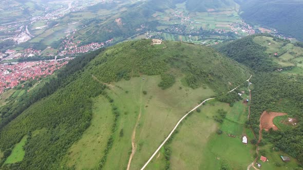 Panoramic view of ancient pyramids in Visoko, Bosnia alt