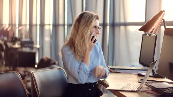 Businesswoman Job Working.Girl Working On Workplace In Office Job Work.Programmer Design Internet alt