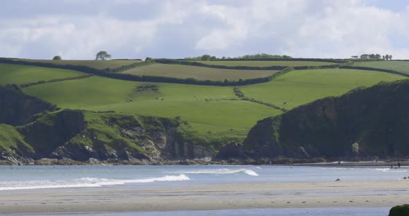 Beautiful view of seaside and coast land features in Cornwall