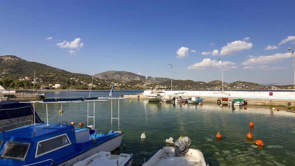 4K Hyperlapse Greece Port of Perani at Salamina Island alt
