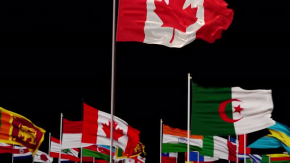 Canada Flag With World Flags In Alpha Channel