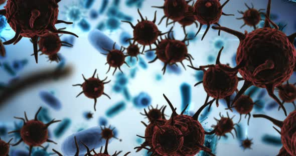 Virus and red blood cells 4k alt