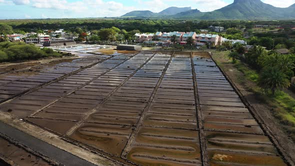 Top View of the Tamarin Sea Salt Production on the Island of Mauritius
