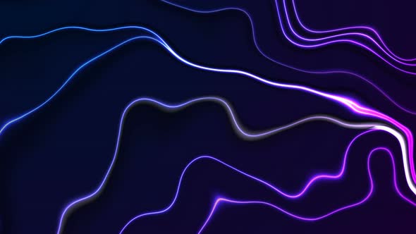 Blue Purple Neon Glowing Smooth Wavy Lines
