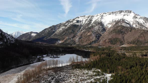 Beautiful Winter Landscape on the Lake Offensee in the Mountains in Upper Austria Salzkammergut alt