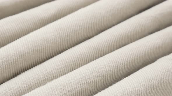 Gathers of velvet light color material pattern slow tilt 4K 3840X2160 UltraHD footage - Tilting on c alt