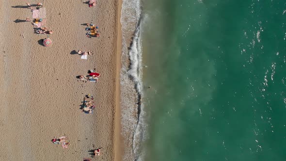 Aerial View on People in Sea Ocean