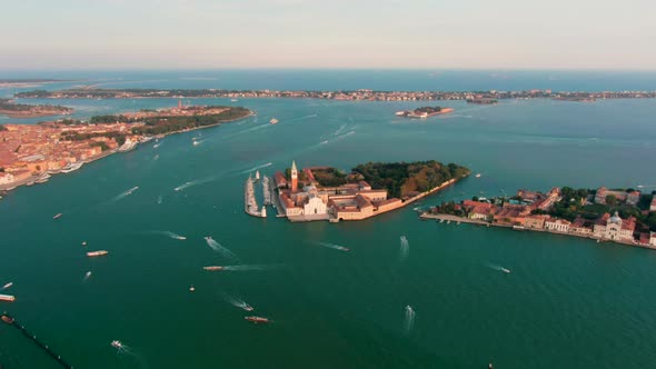 Scenic Aerial View of Venetian Islands at Mediterranean Sea in Italy Europe