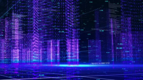 Holographic Science Fiction Concept Internet Digital Smart City Building Background alt