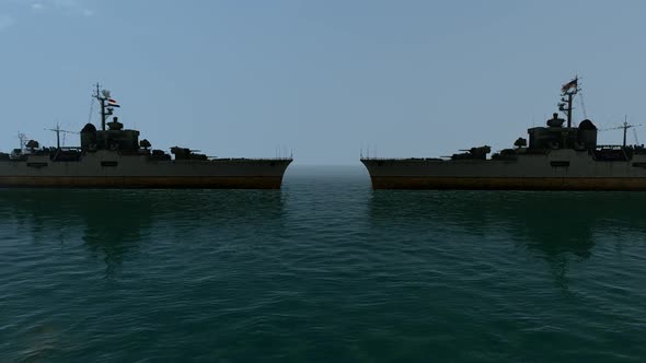 Russian and American Warships Face to Face Zoom Shot alt