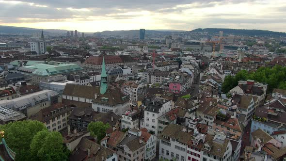 Aerial view of Sankt Peterkirche church in Zurich, Switzerland, Europe alt