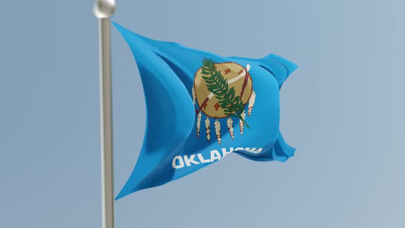 Oklahoma flag on flagpole. alt