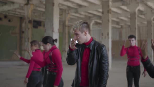 Skill Dancer Girls and Boys Enjoying Hip Hop Moves Performing Freestyle Dance Together alt