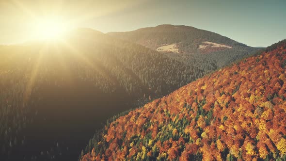 Autumn Mountain Landscape Sunrise Aerial View alt