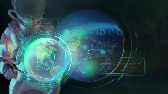 An Astronaut Is Analyzing Data From The Earth's Orbit HD alt