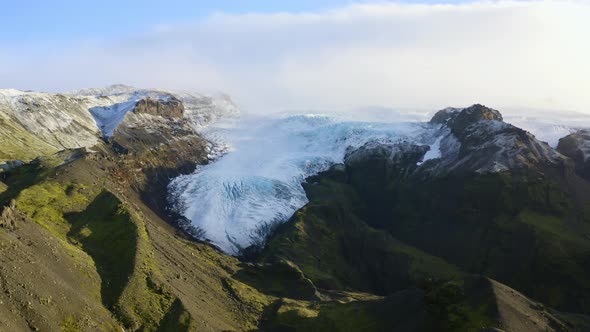 Drone Flight Over Mountains And Vatnajokull Glacier alt