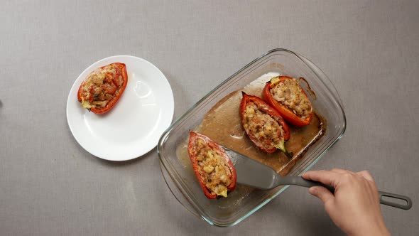 Stuffed Bell Peppers on Plate