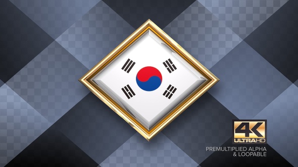 South Korea Flag Rotating Badge 4K Looping with Transparent Background