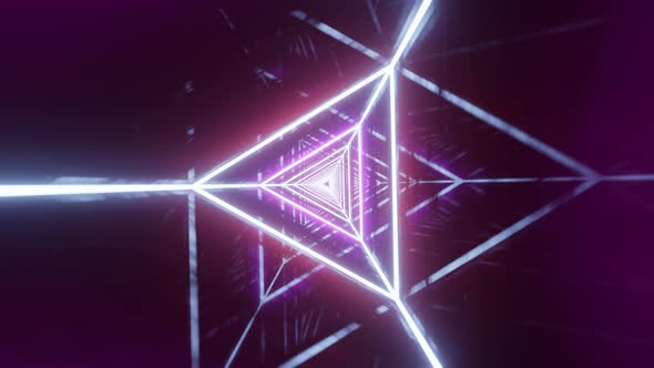 Futuristic neon triangle sci-fi tunnel VJ. Seamless animation.