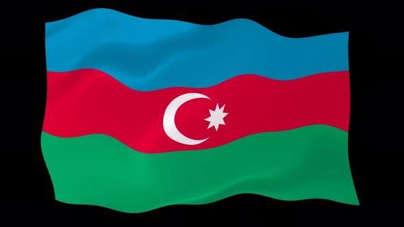 Azerbaijan Flag Waving Animated Black Background