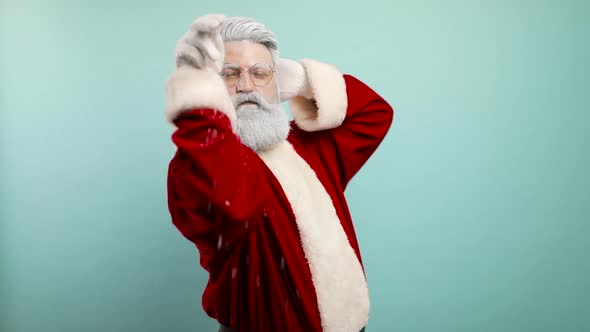 Santa Claus Pours Snow Like Salt