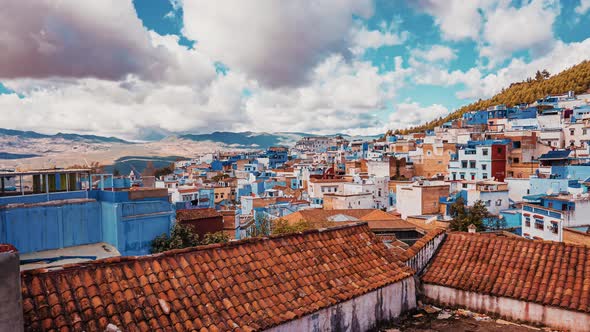 Aerial Timelapse View of the Beautiful Chefchaouene Town in Morocco alt