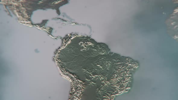 Flat Earth Map with Land and Smoky Clouds, Oceanless. Smooth Tracking Shot.